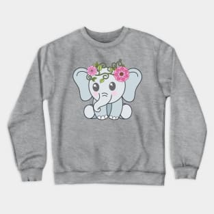 Baba Elephant with crown of flowers Crewneck Sweatshirt